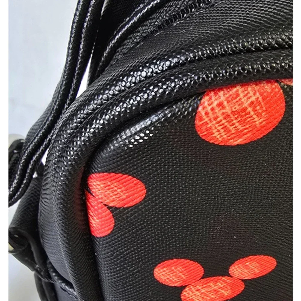 Disney Dani Mickey Mouse Pattern Crossbody Bag Black Red 4.5" x 2" x 8" - Picture 11 of 16